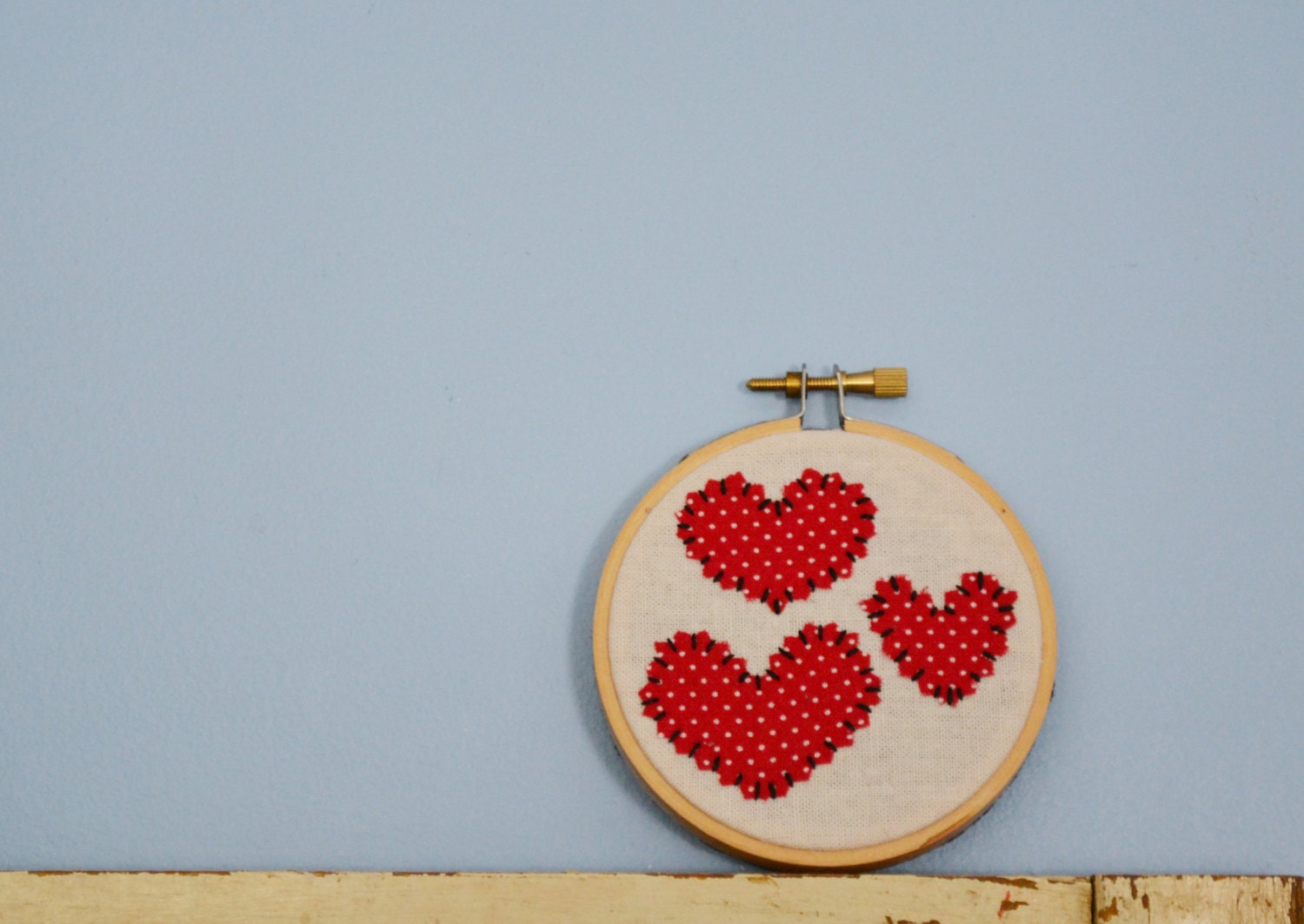 Embroidered Hoop Art / Hearts / Fathers Day / I Love You / Hand Embroidered Hoop Art
