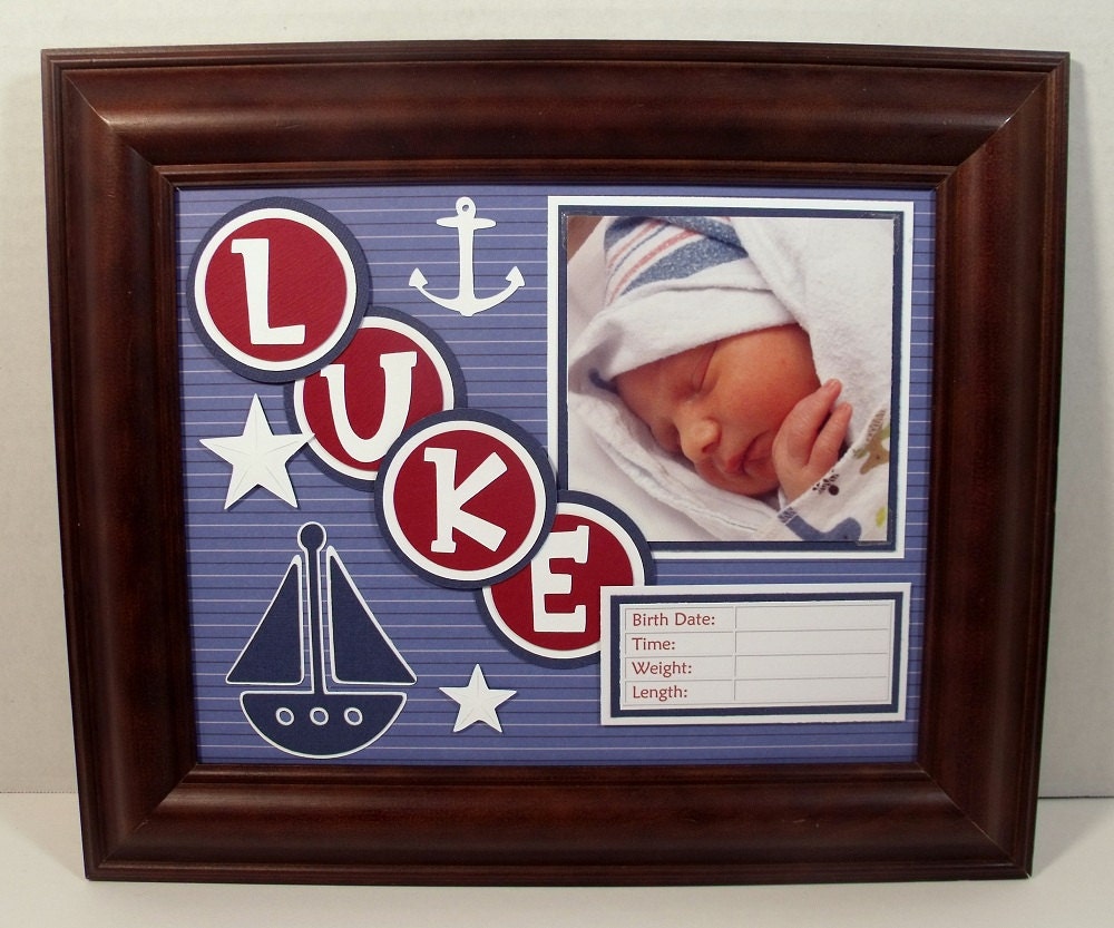 Baby Boy Nautical Nursery Picture Frame - Sailboat Theme - Personalized Deluxe 8x10 Frame Included - You Choose Colors