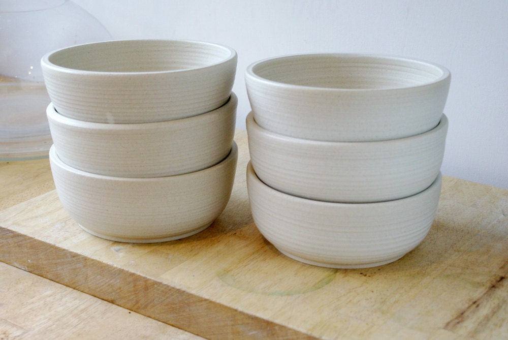 Made to order - A set of four large stoneware pottery salad bowls bowls for your kitchen