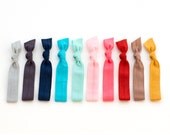 The January Hair Tie Package - 10 Bright Neutral Elastic Solid Color Hair Ties that Double as Bracelets by Mane Message on Etsy