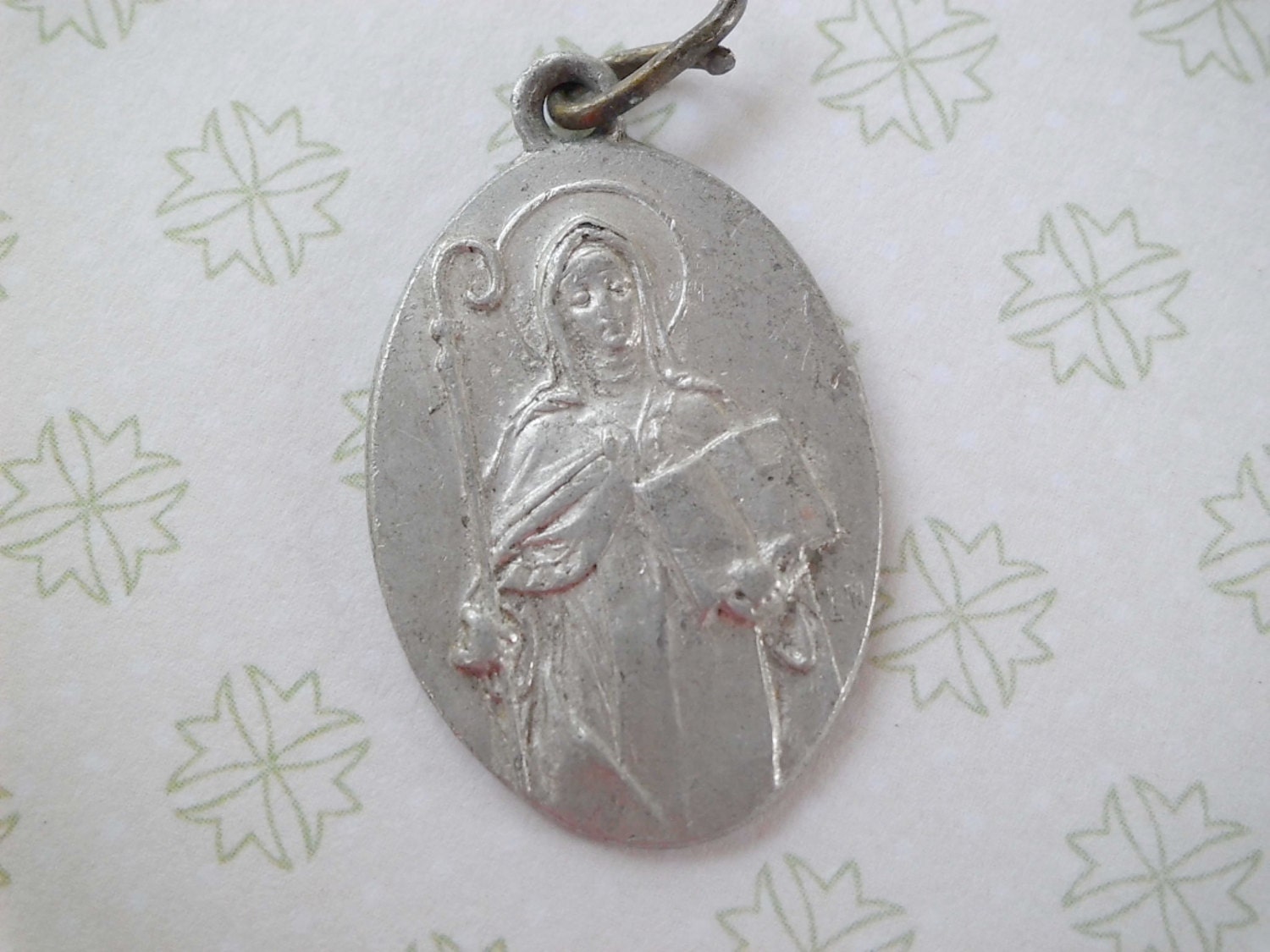 Vintage St Odile or St Odilia Religious Medal