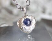 Rose Cut Blue Sapphire In Recycled Argentium Silver Necklace - Ready To Ship