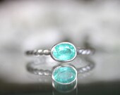Natural Emerald Ring In Silver  - Ready To Ship