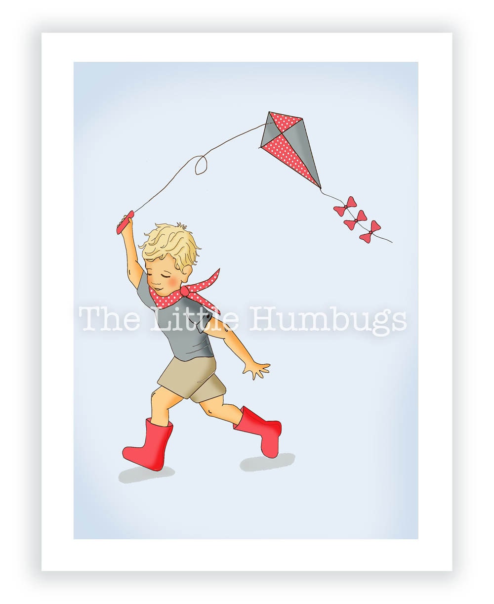 Archie and his kite (11x14" matted print)