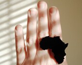 Africa Ring, Lasercut Acrylic, Adjustable Ring Statement Jewelry, Black Perspex, Silhouette Shape