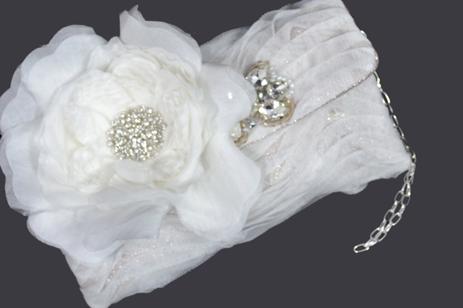 Bridal White Rose Clutch