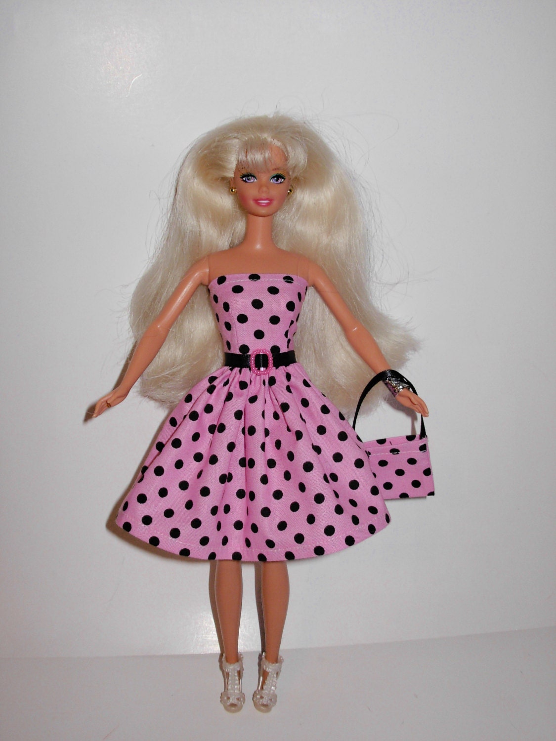 CUTE polka dress and bag 4 barbie doll
