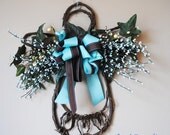 25% Off Country Wreath-Angel wreath, Tiffany Blue and Brown Wreath, Angel decor