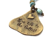 Affirmation motto stamped words cord charm necklace