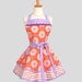 Ruffled Retro Apron - Sexy Womens Apron in Mod Flowers Orange and Lavender with Bicycles Handmade Full Kitchen Apron