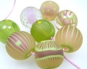 Moogin - Rose pink roundlampwork bead set- 17mm-18mm- TO ORDER- SRA
