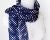 Polka Dot Scarf - Navy Blue and White