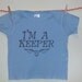 Sale Harry Potter Inspired I'm A Keeper and Golden Snitch Shortsleeve Shirt, Blue 12 Months, Ready to Ship
