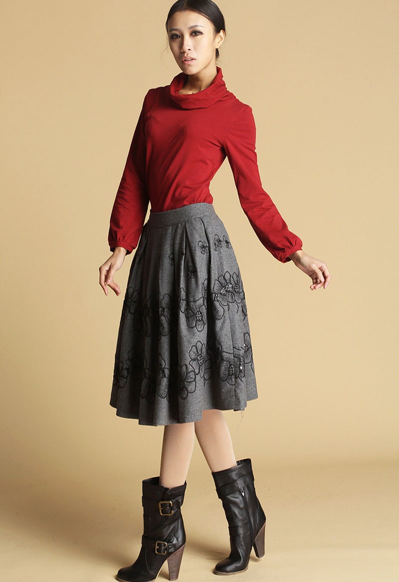 Gray wool skirt (463)