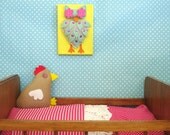 Kids 3D felt owl on canvas for kids, Children nursery wall art, Wall Art Canvas, Baby wall decor, Colorful & Bright Art for Kids