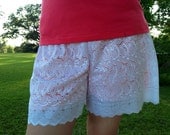 Tween big girl lace shorts with peach coral underlay size 8 to 14 girls