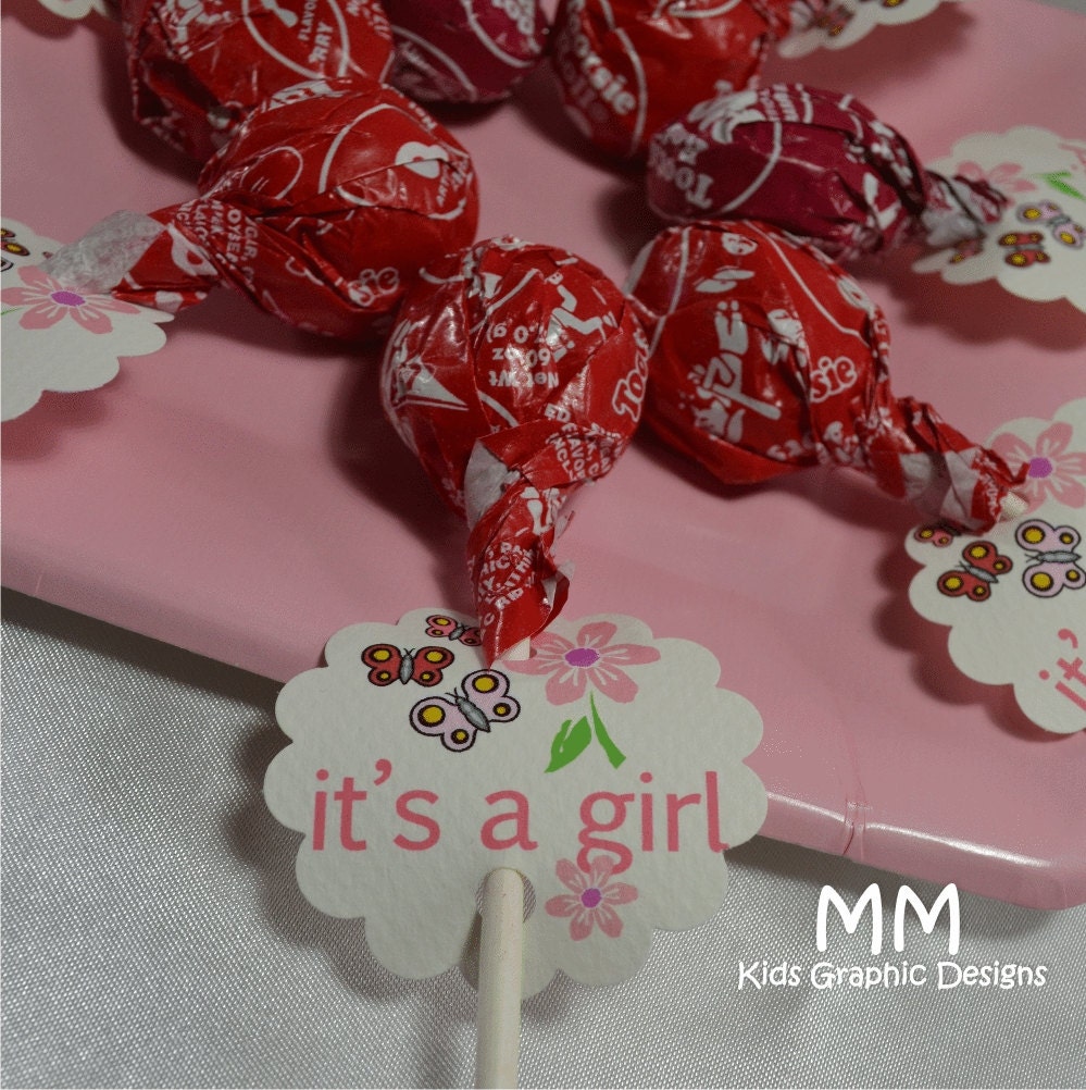 Lollipop Favor Tags - Personalized - Set of 20 - Birthday - Baby Shower - ButterflyTheme Il_170x135