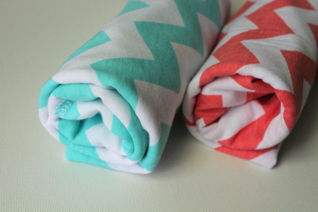 Chevron Swaddle Receiving Blanket for Baby- Tiffany Blue