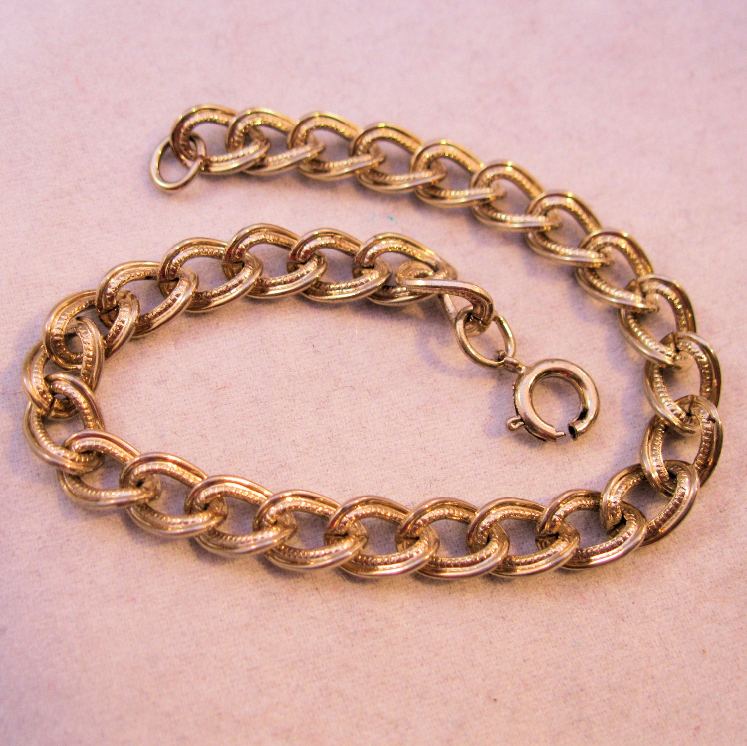 1960s Gold Tone Charm Bracelet Starter 7"