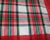 SALE - Vintage Simtex tablecloth, plaid, red, table cloth, label, Simtex, green, black, white, yellow, 1970s, 1960s, kitchen, traditional