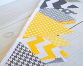 Bunting Photo Prop Fabric Flags  - Gray and Yellow Chevron - Ready to Ship