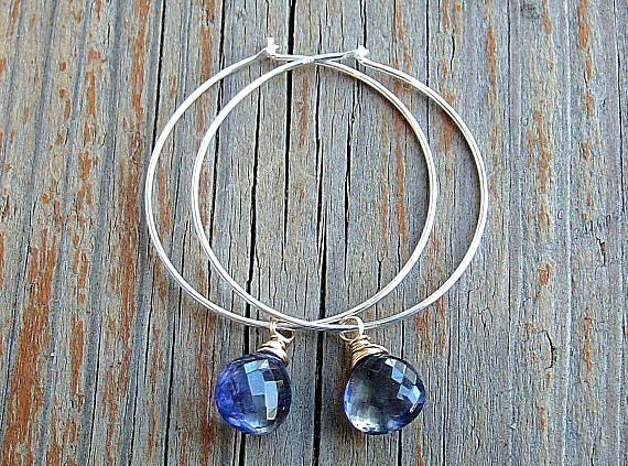 Luxe Hoops...Water Sapphire