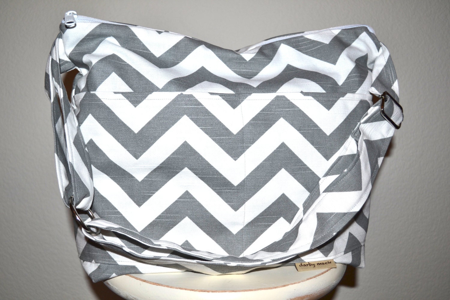 Cool Camera Bag for women a DSLR carrier and Purse all in one / with  removable insert /   Grey Chevron Stripe  / by Darby Mack