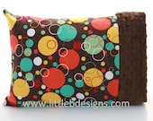 Boy Toddler / Child Pillow Bubbles with Brown Minky - READY TO SHIP