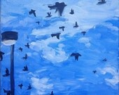The birds- original acrylic painting-9 in x 12 in