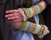 Total Colorization: Just Spring - crocheted open work lacy romantic wrist warmers cuffs hippie boho style