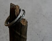 Sterling Stacking Rings Black and White - Set of Two - Oxidized Hammered Bands