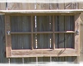 Primitive Rustic Country Cottage Vintage Window Shelf with hooks