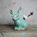 Bunny rabit planter pencil holder in mint green
