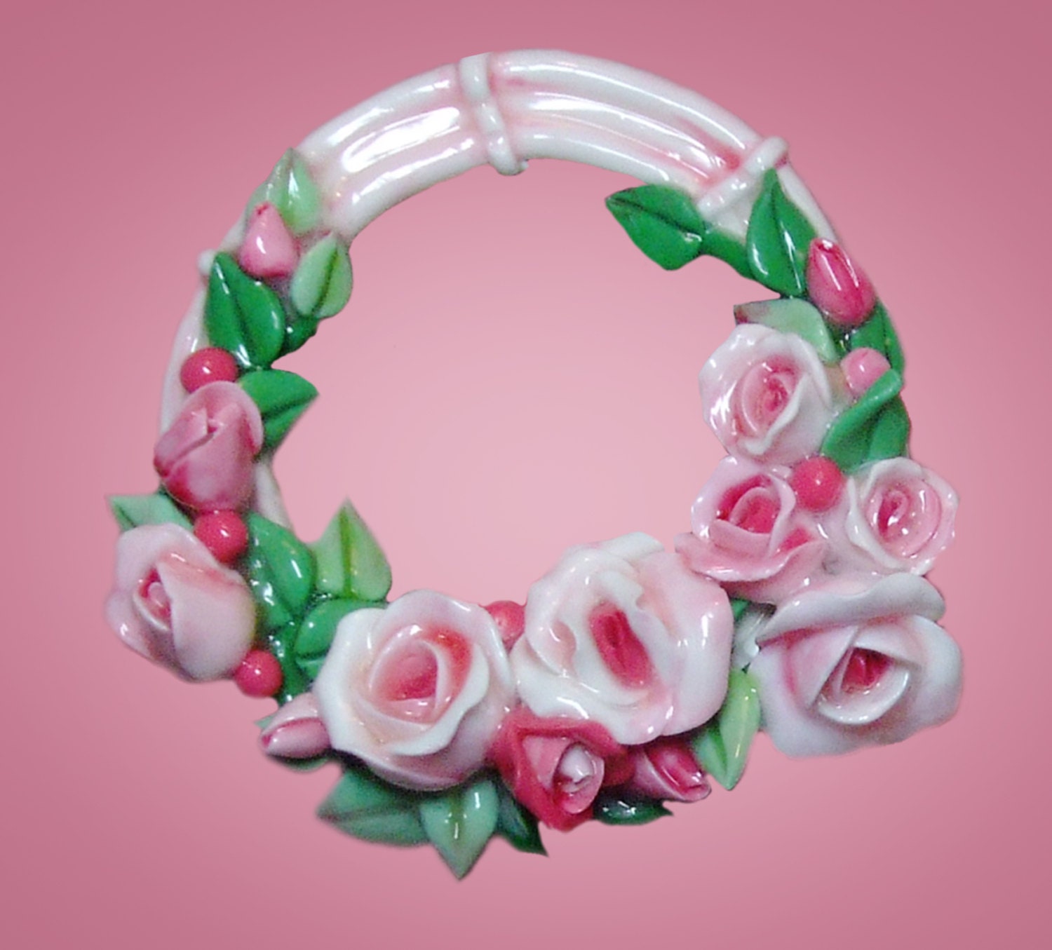 Pink Wreath Cabochon Pin Brooch Furniture Applique