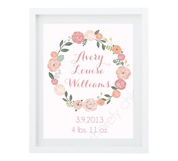 Custom Floral Wreath Baby Print