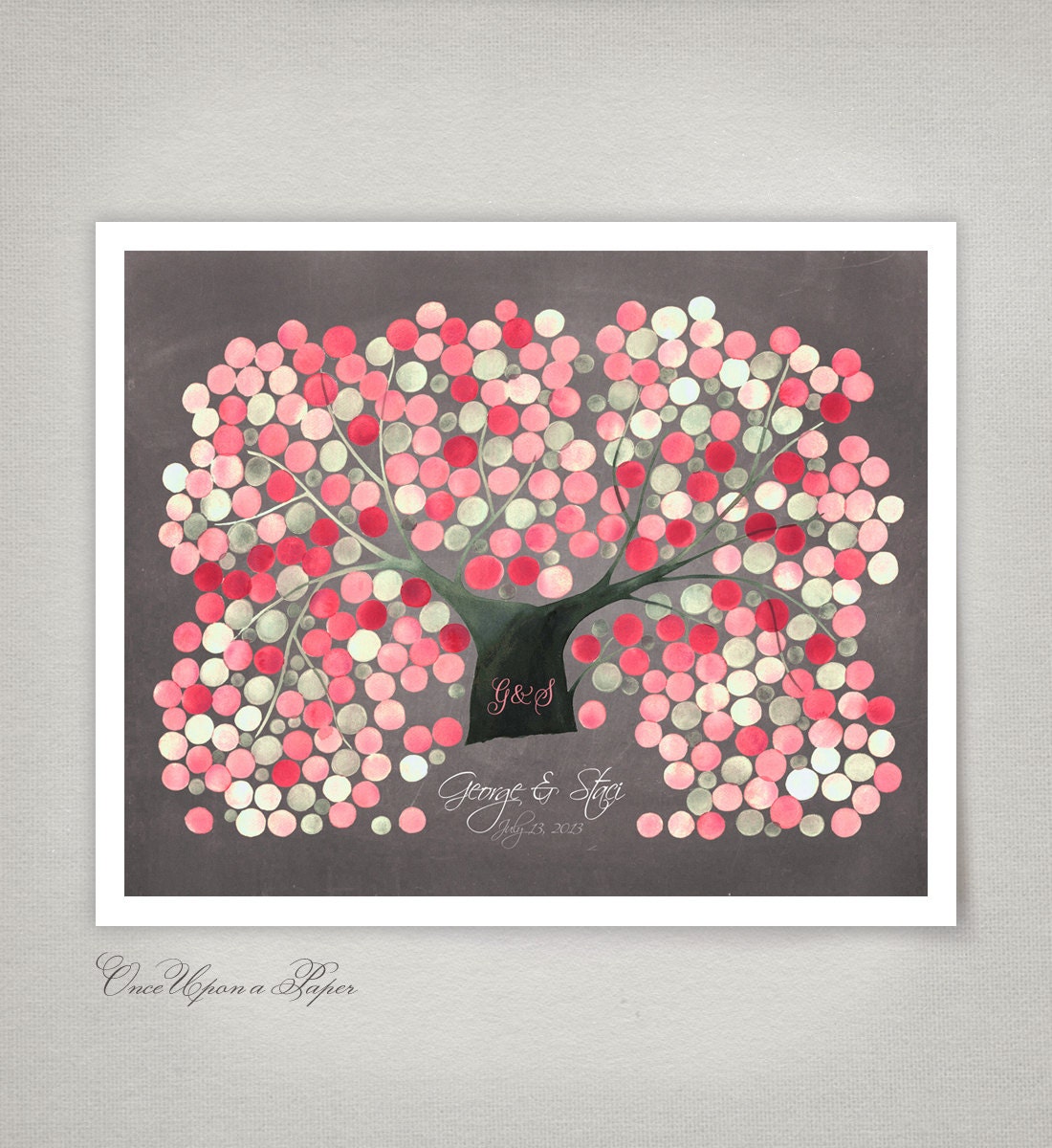 Personalized Wedding Guest Book Alternative Tree Love Birds - Modern original Guestbook