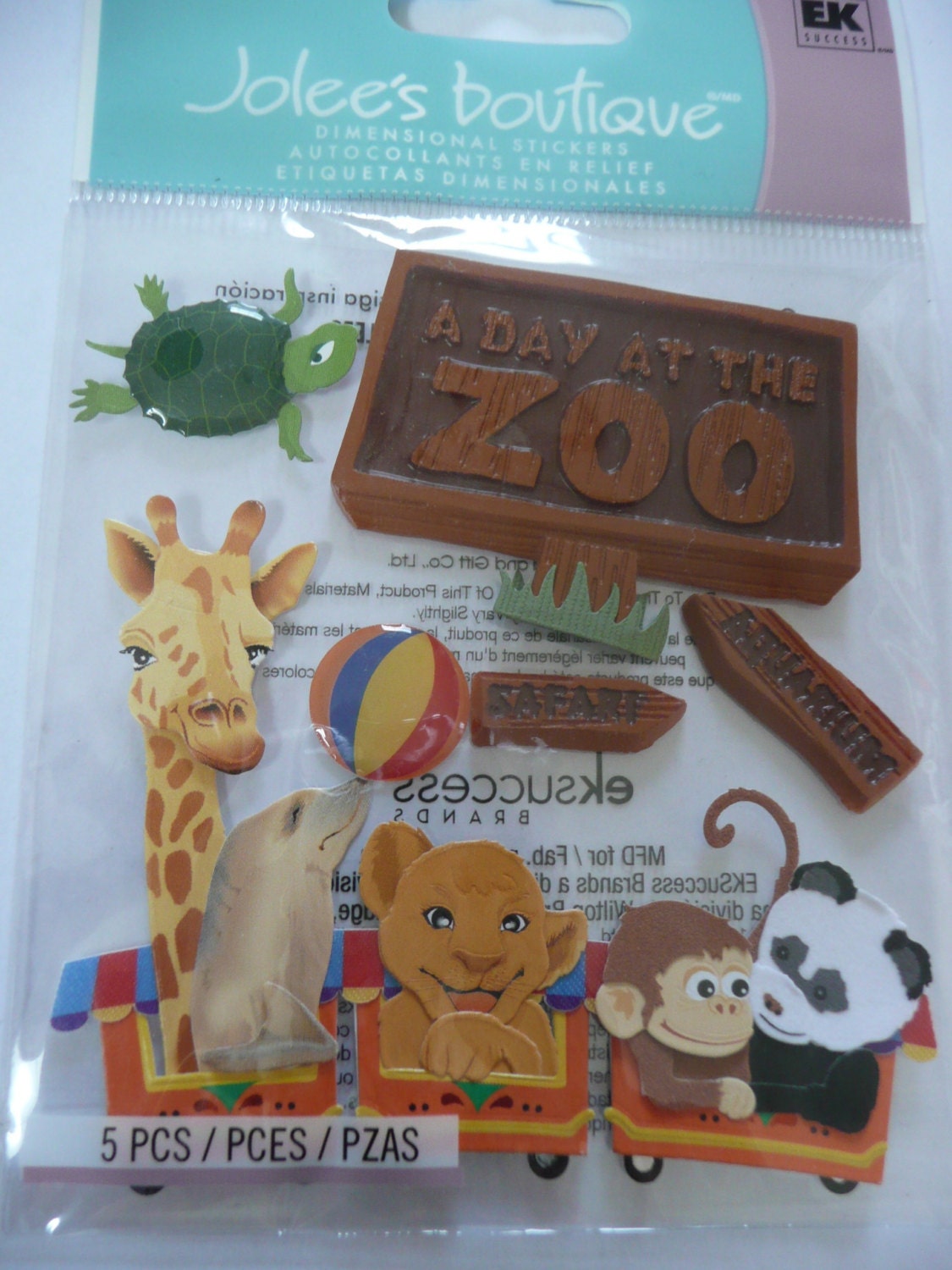 AT THE ZOO Jolee's Boutique Scrapbooking Wholesale Stickers - Lion, Monkey, Giraffe Birthday
