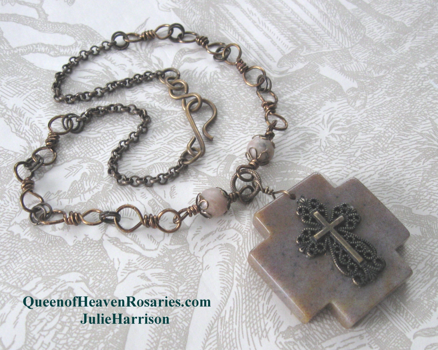Cross Necklace - Jasper