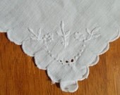 Vintage Hankies, 2 embroidered white on white, Ladies Hankie, Bridal, Victorian, Romantic, Mothers Day