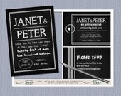 DIY- Chalkboard, printable Wedding Invitation Suite with rsvp, save the date