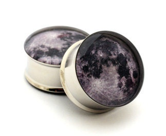 Moon Picture Plugs gauges - 1 1/8, 1 1/4, 1 3/8, 1 1/2 inch
