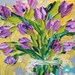 Oil Painting Impasto Painting  Magenta lavender Tulips Art
