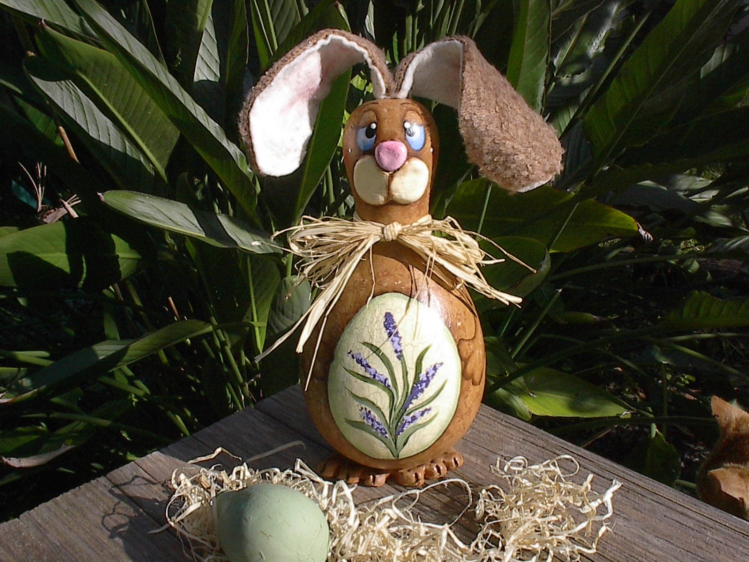 Painted Gourd Bunny  Rabbit Adjustable Ears