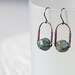 Green Minimalist Earrings - Modern Copper Dangle Earrings, Olive Green Picasso bead - Geometric jewelry, sterling silver earwire
