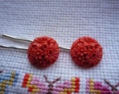 Glass Bobby pins Orange Japanese glass