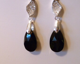 Black Crystal Earrings - Evening Sparkle