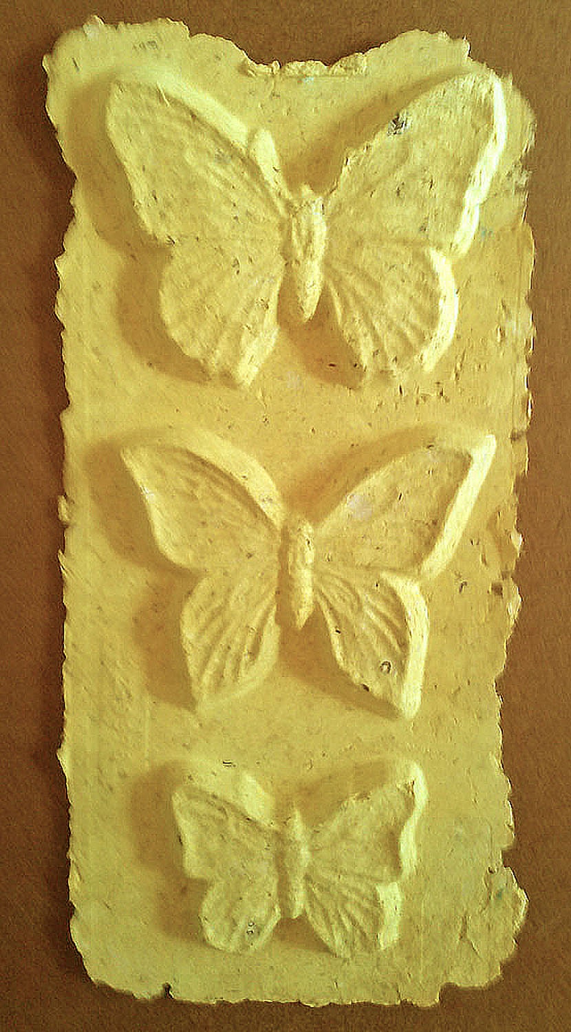 Yellow Butterfly Trio Handmade Paper Cast