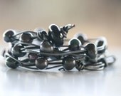 Leather and Peacock Pearls wrap bracelet