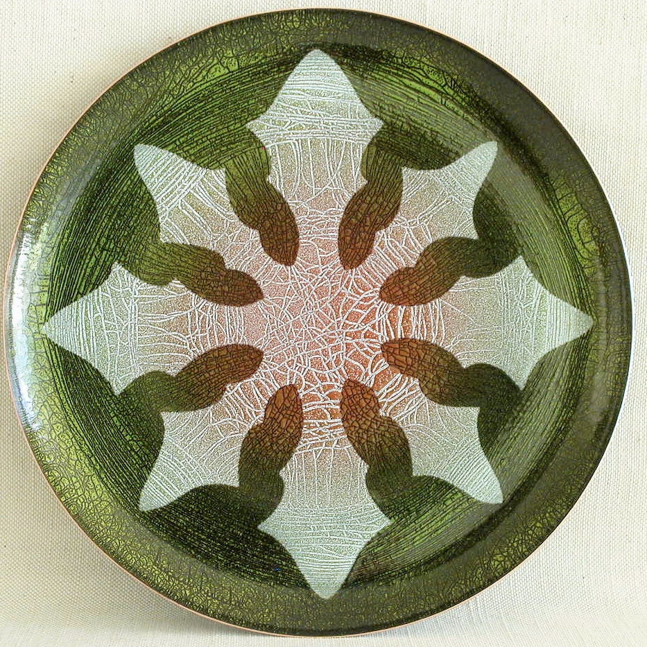 Large Round Enamel on Copper Plate -  by Miguel Pineda