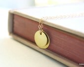 Delicate Brass Circle Necklace with Gold Filled Chain, Simple Drop Pendant, Dainty Bridemaids Handmade Jewelry